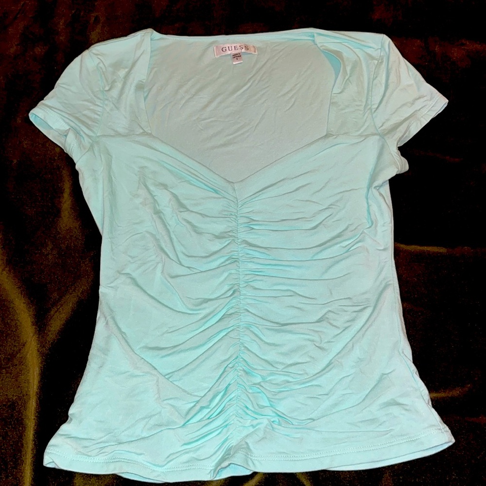 Mint green ruching blouse by Guess